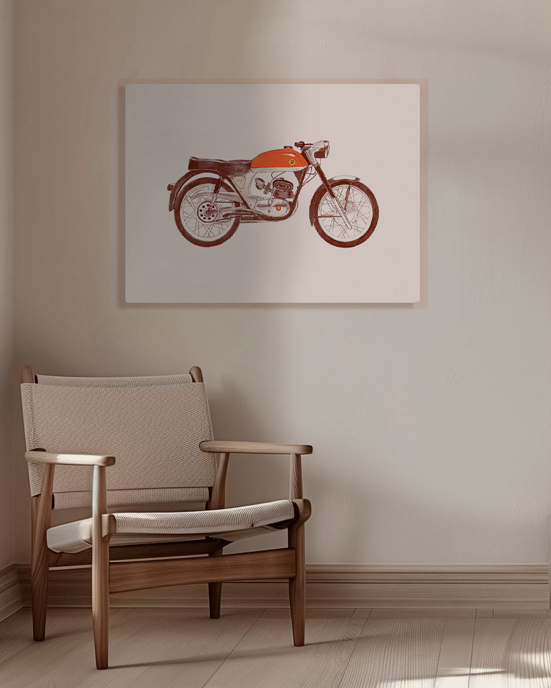 Vintage-Druck rotes Motorrad Illustration