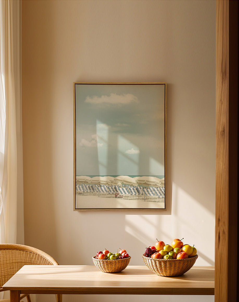 Vintage beach scene - Framed canvas in an interior