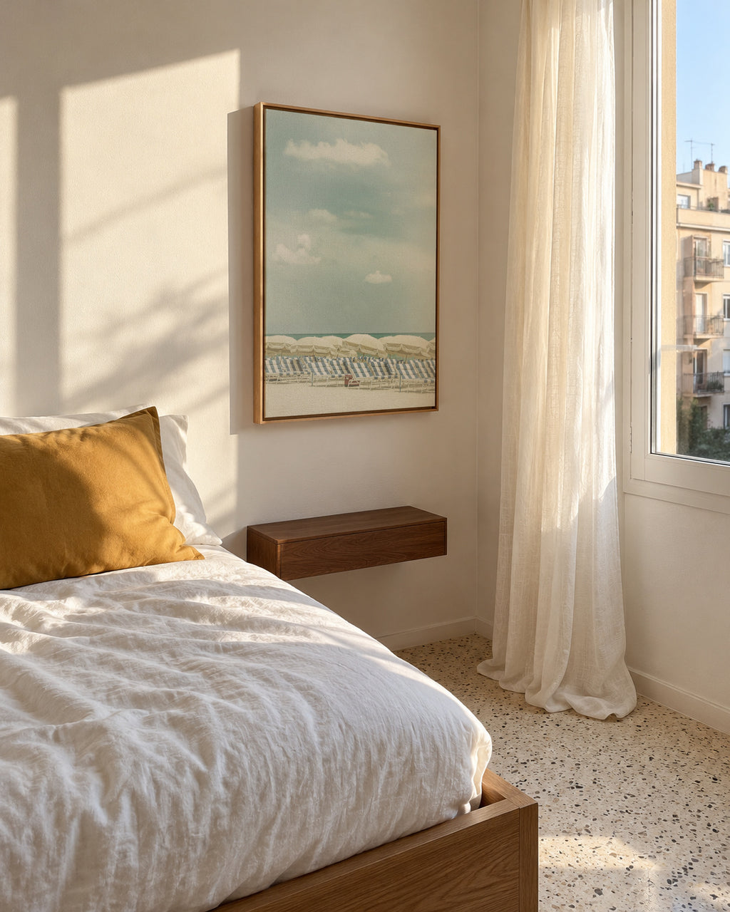 Vintage beach scene - Framed canvas in an interior