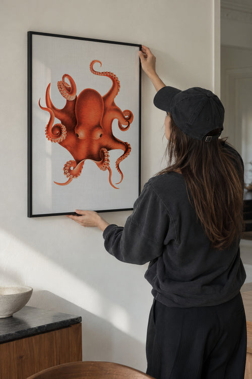 Watercolor Octopus - Framed poster in an interior