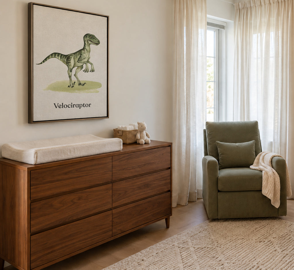 Velociraptor - Framed canvas in an interior