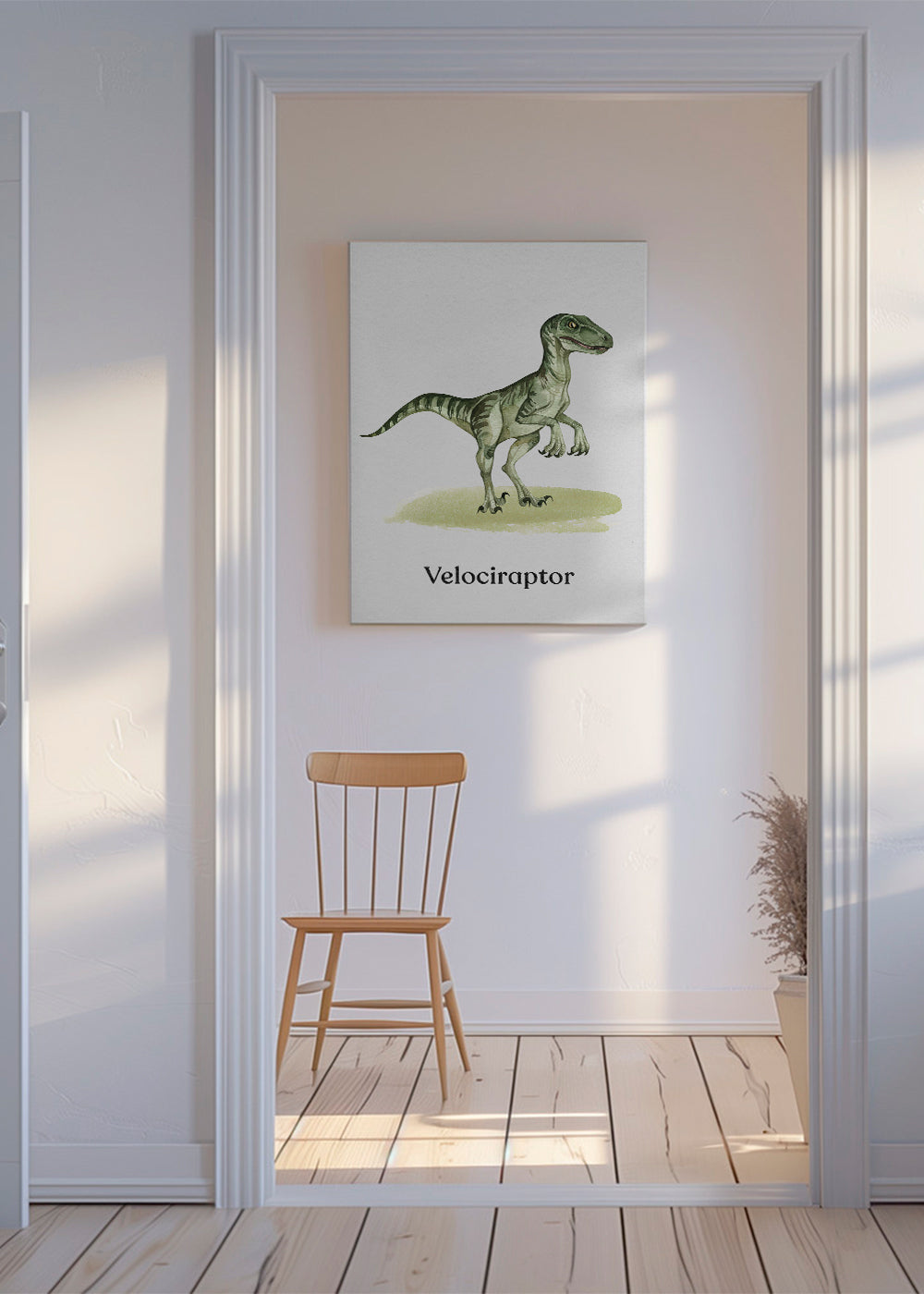 Kunstwerk Velociraptor für Kinder