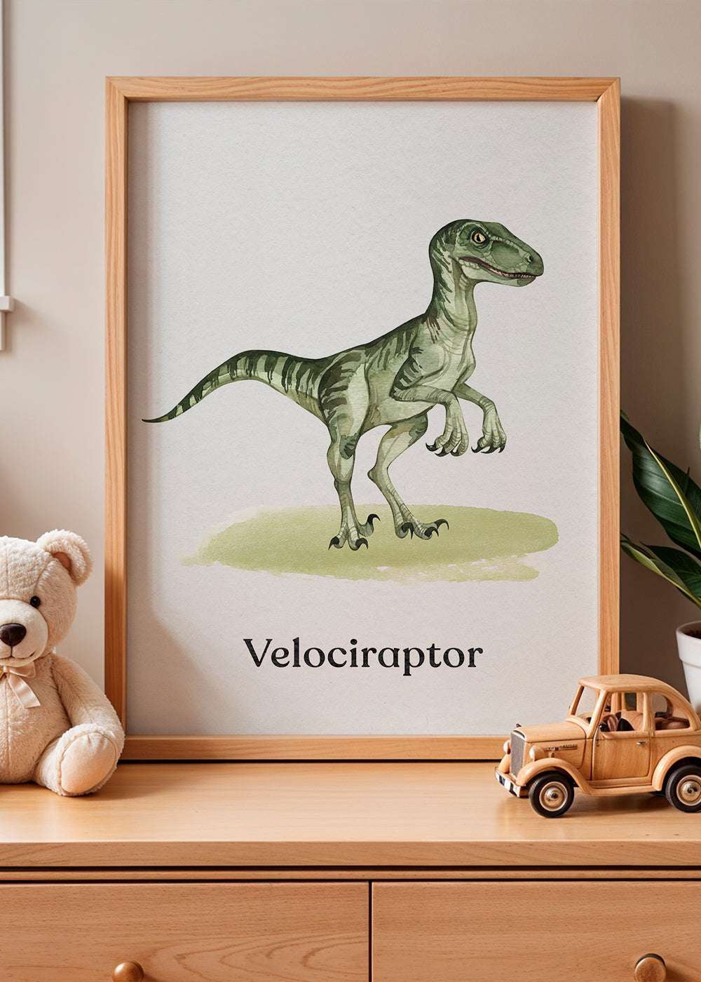 Kunstwerk Velociraptor für Kinder
