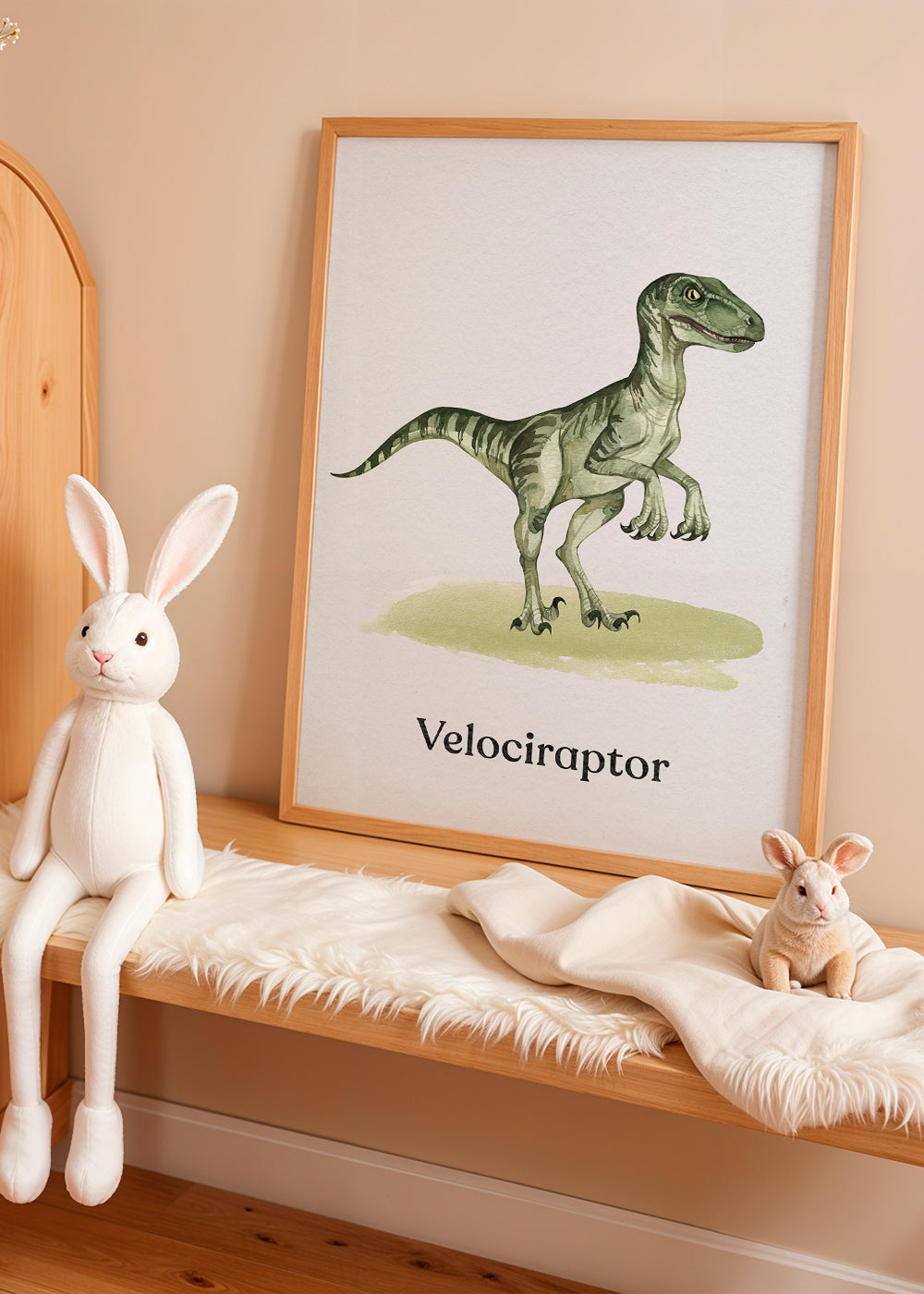 Kunstwerk Velociraptor für Kinder