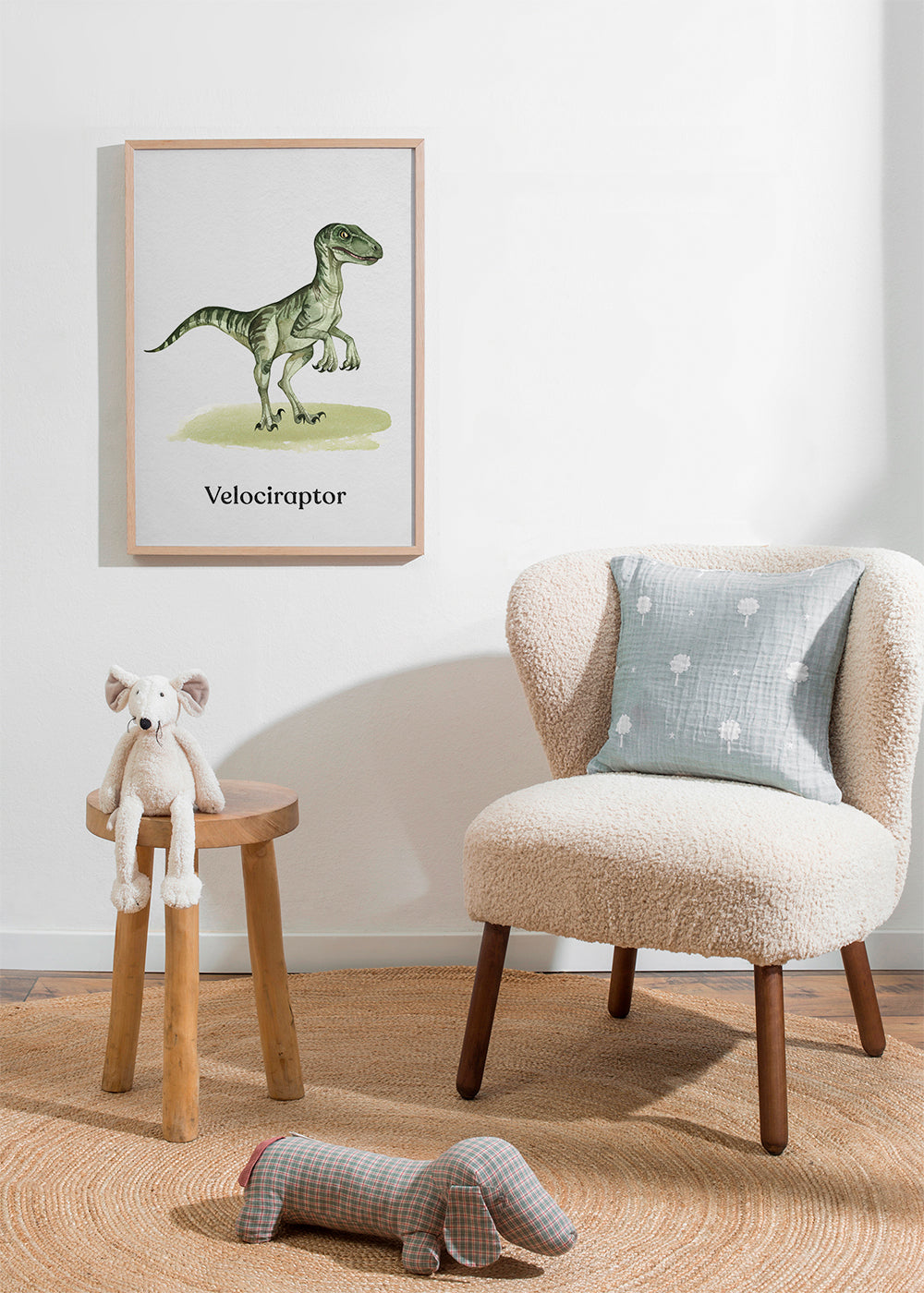 Kunstwerk Velociraptor für Kinder