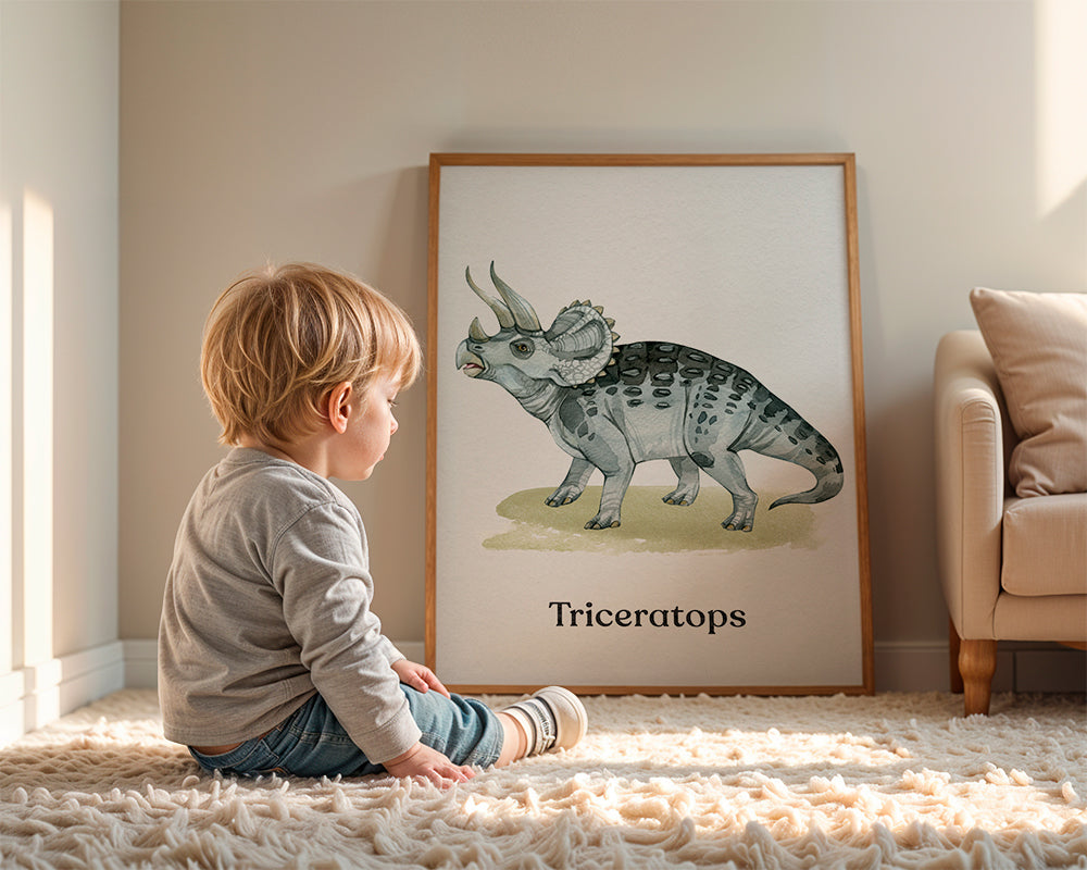 Kunstwerk Triceratops Aquarell-Illustration
