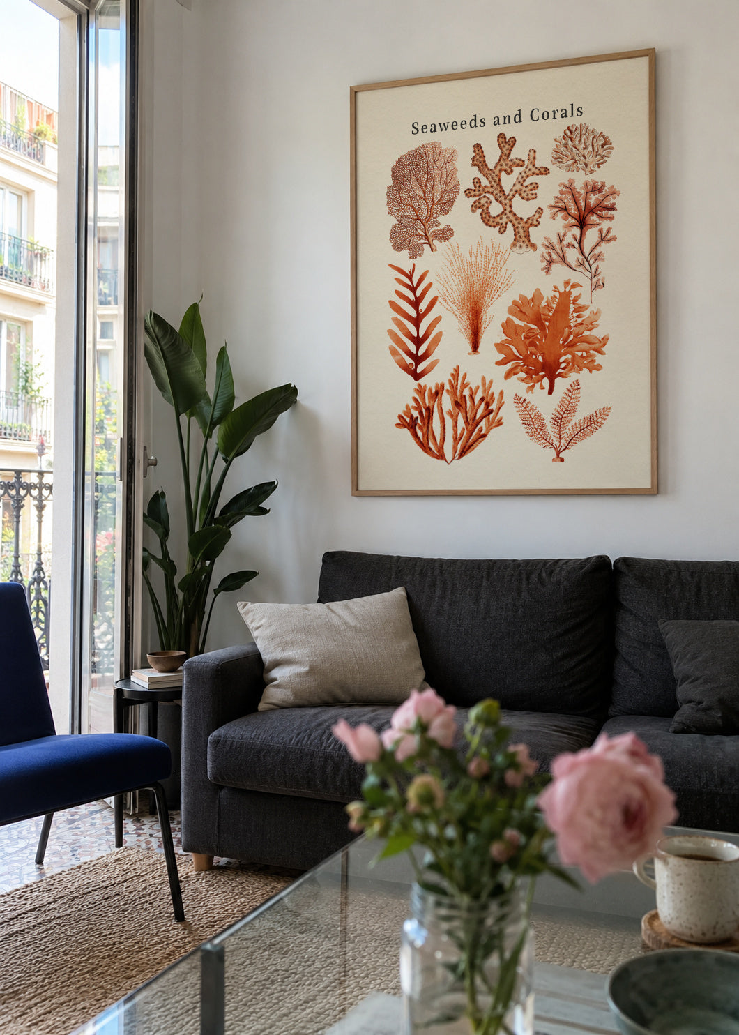 Seaweed & Corals Collection - Framed poster in an interior