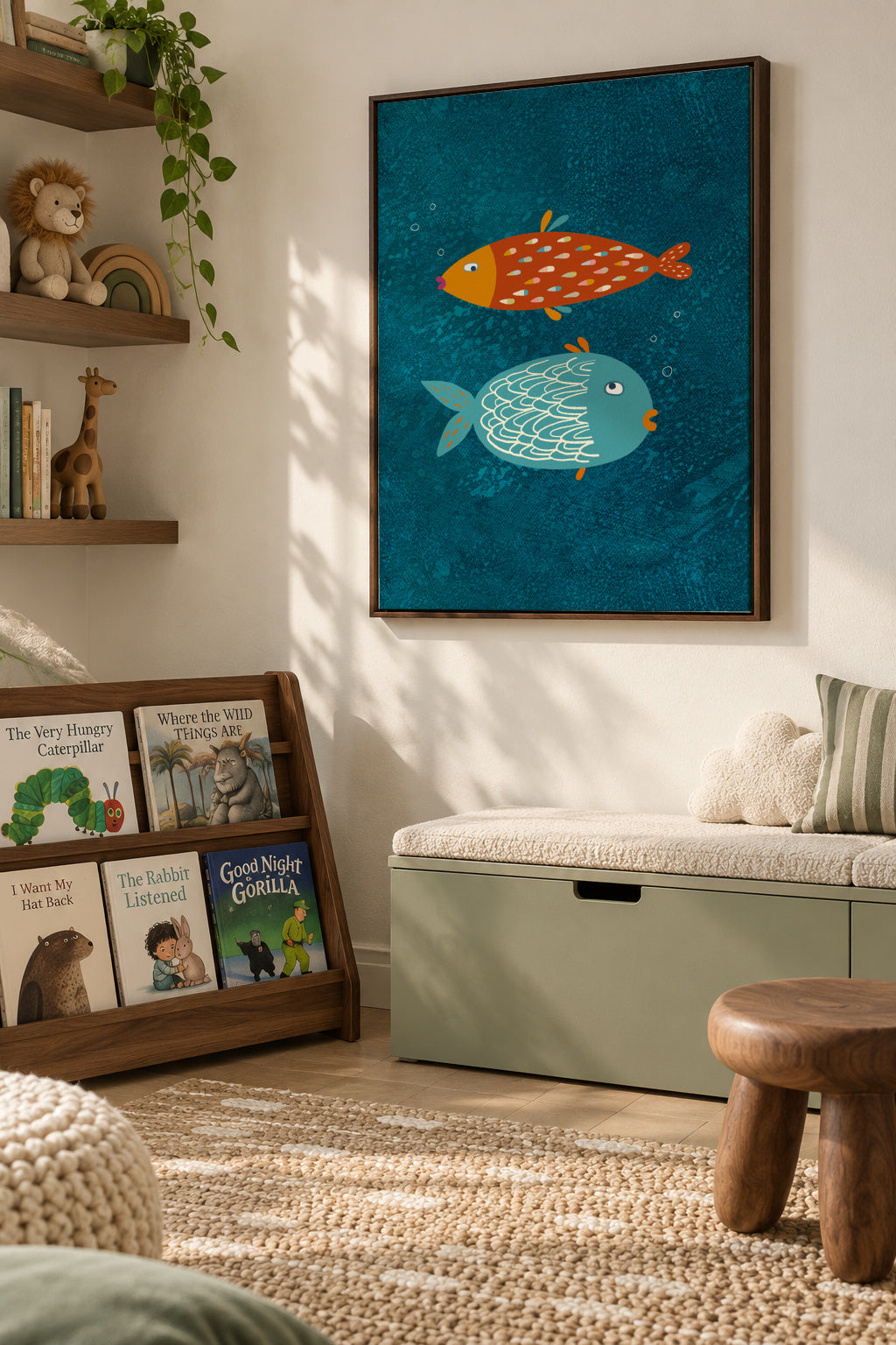Suspicious Fish - Framed canvas in an interior
