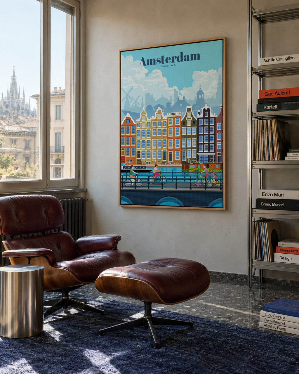 Travel to Amsterdam - Framed canvas in an interior