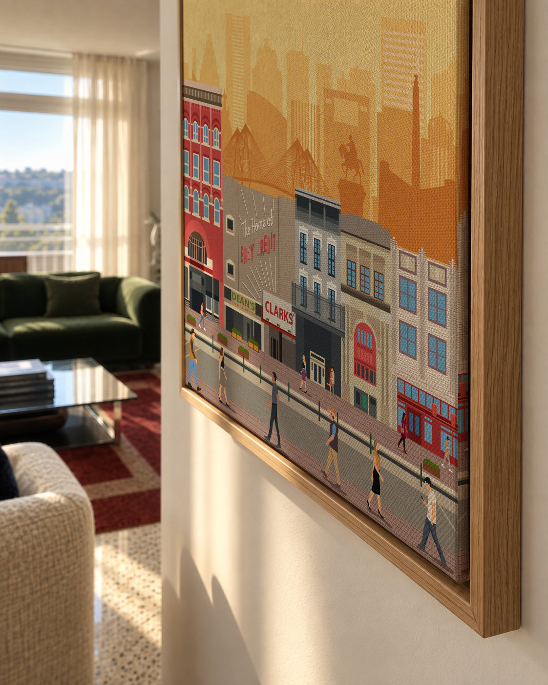 Travel to Houston - Framed canvas detail