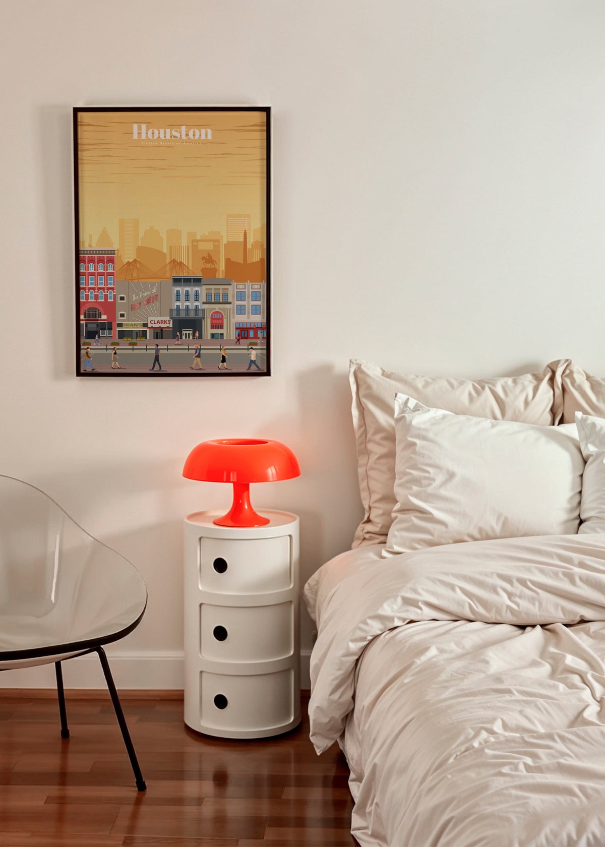 Travel to Houston - Framed poster in an interior