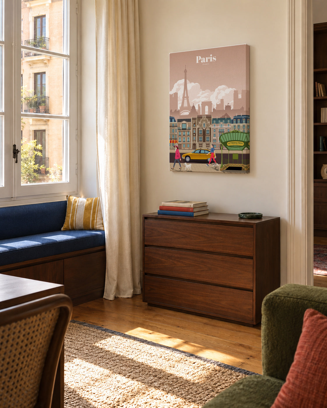 Travel to Paris - Unframed canvas in an interior