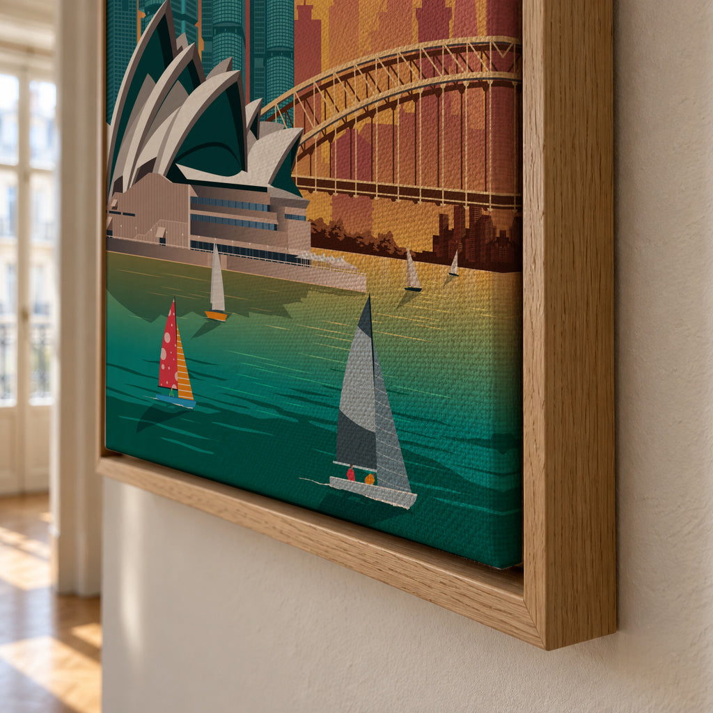 Travel to Sydney - Framed canvas detail
