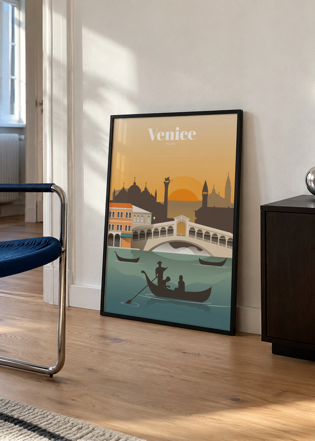 Travel to Venice - Framed poster in an interior