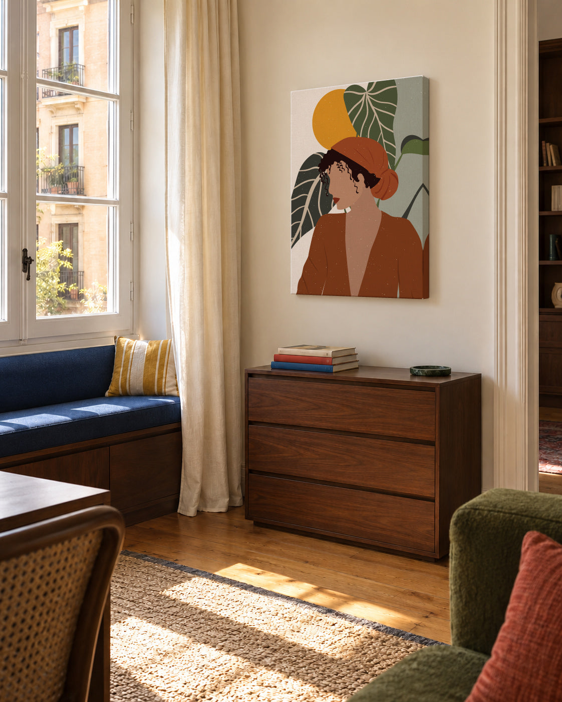 Boho Girl2 - Unframed canvas in an interior