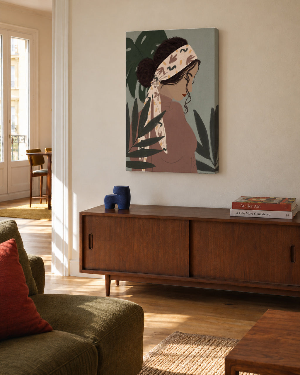 Plant Lady - Unframed canvas in an interior