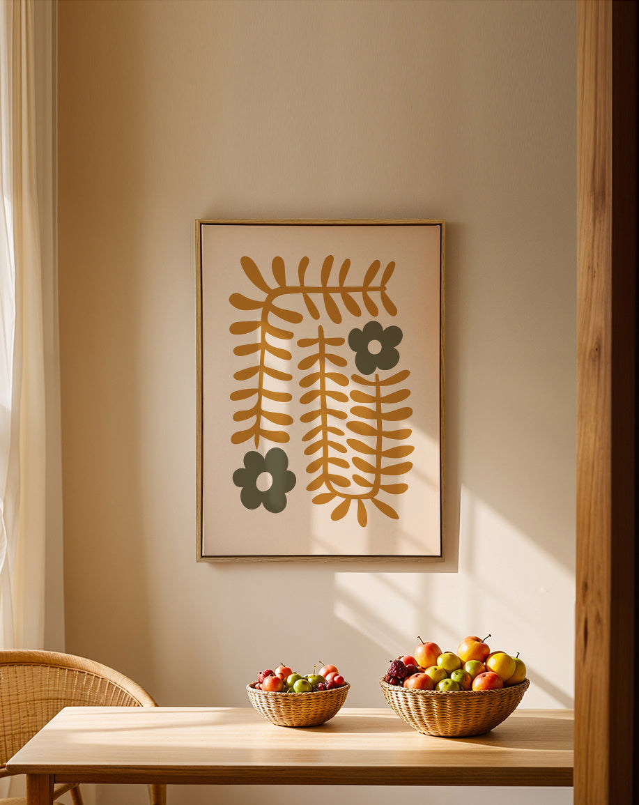 Abstract Leaves2 - Framed canvas in an interior