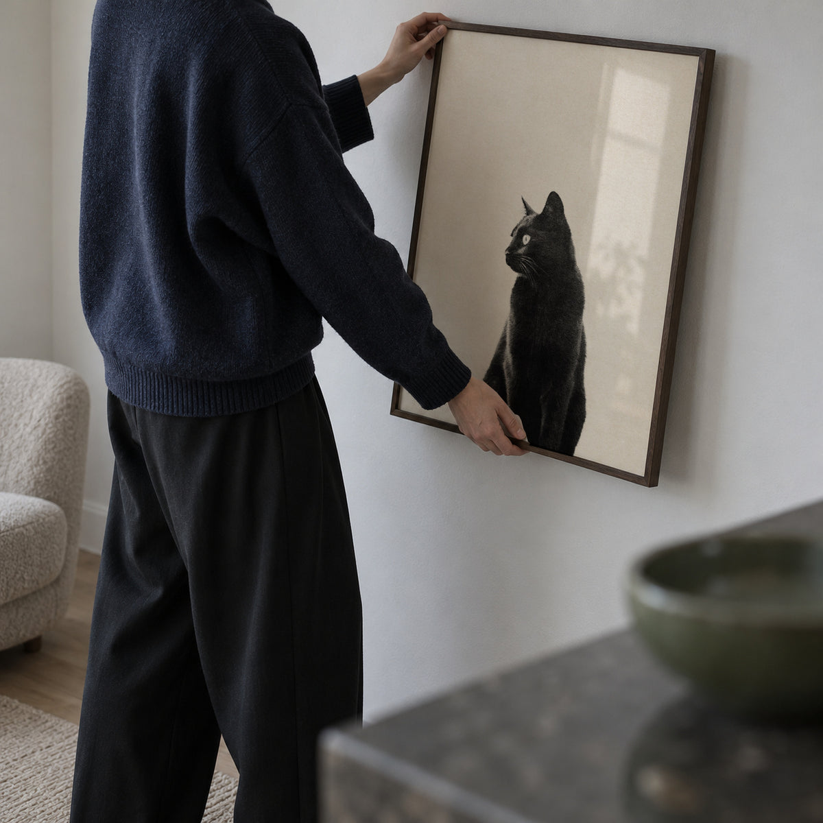 Black Cat - Framed poster in an interior