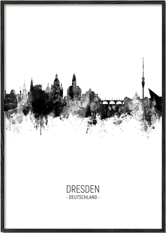 Dresden Skyline blanco y negro