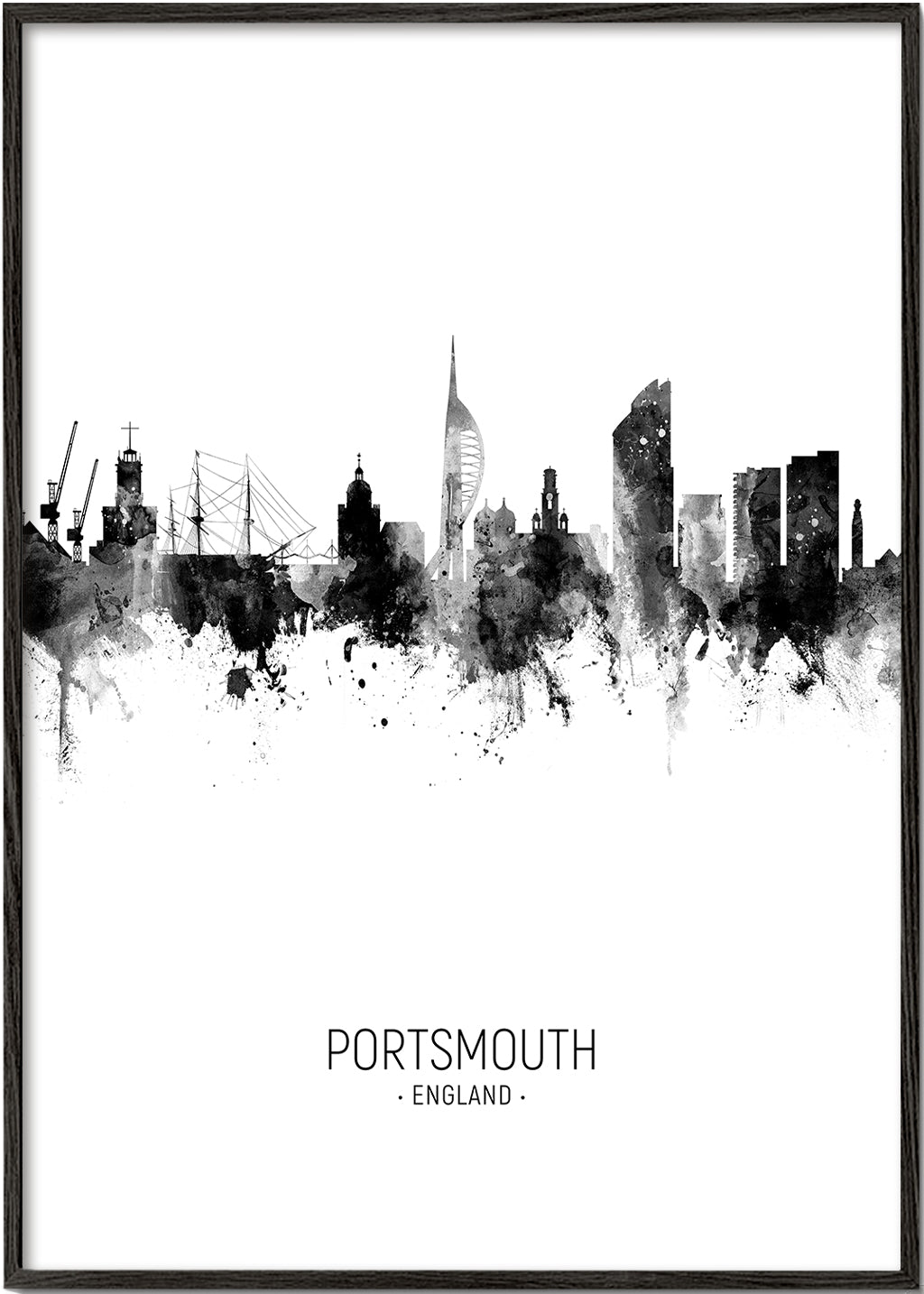 Portsmouth Skyline blanco y negro