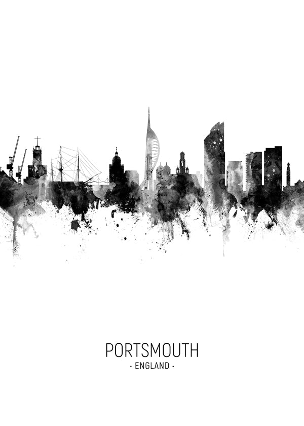 Portsmouth Skyline blanco y negro