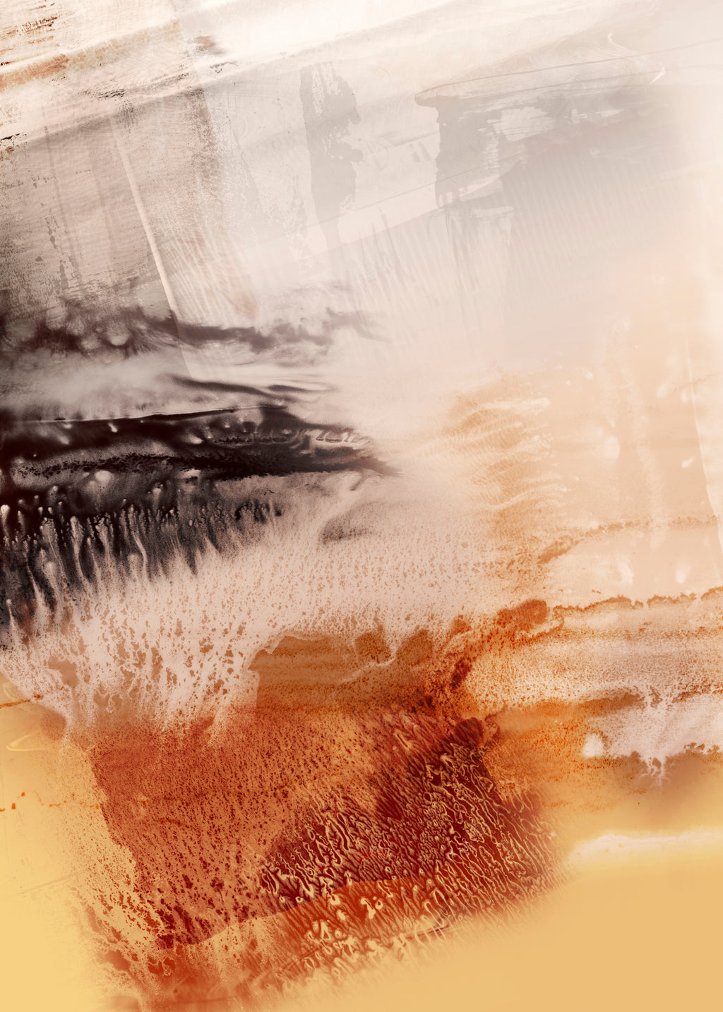 Organic Texture Abstract Yellow & Brown - Unframed art print