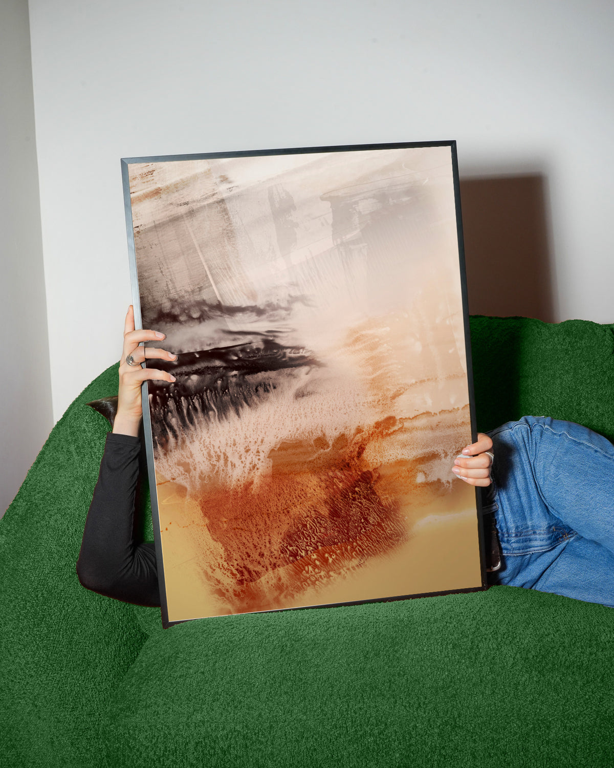 Organic Texture Abstract Yellow & Brown - Framed poster detail