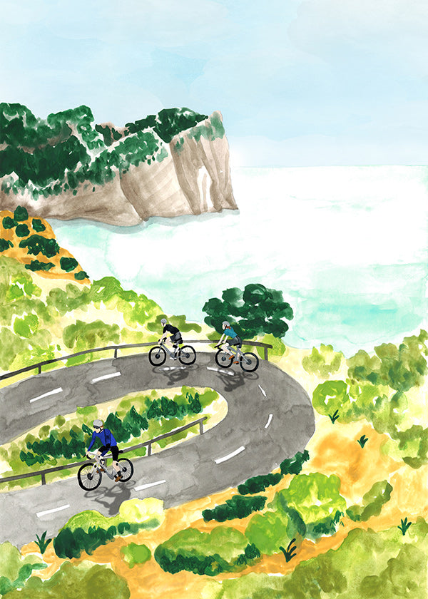 Sportbild: Radfahren an der Küste