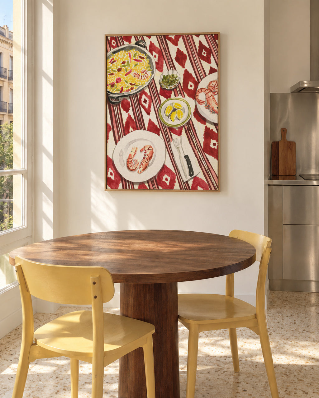 Mediterranean Paella Table - Framed canvas in an interior