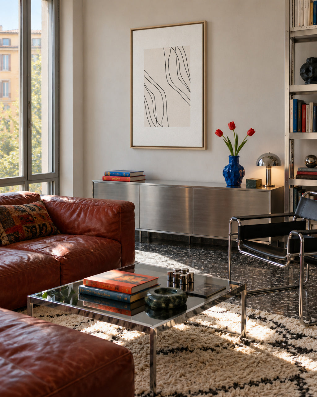 Bright Lines - Framed canvas in an interior