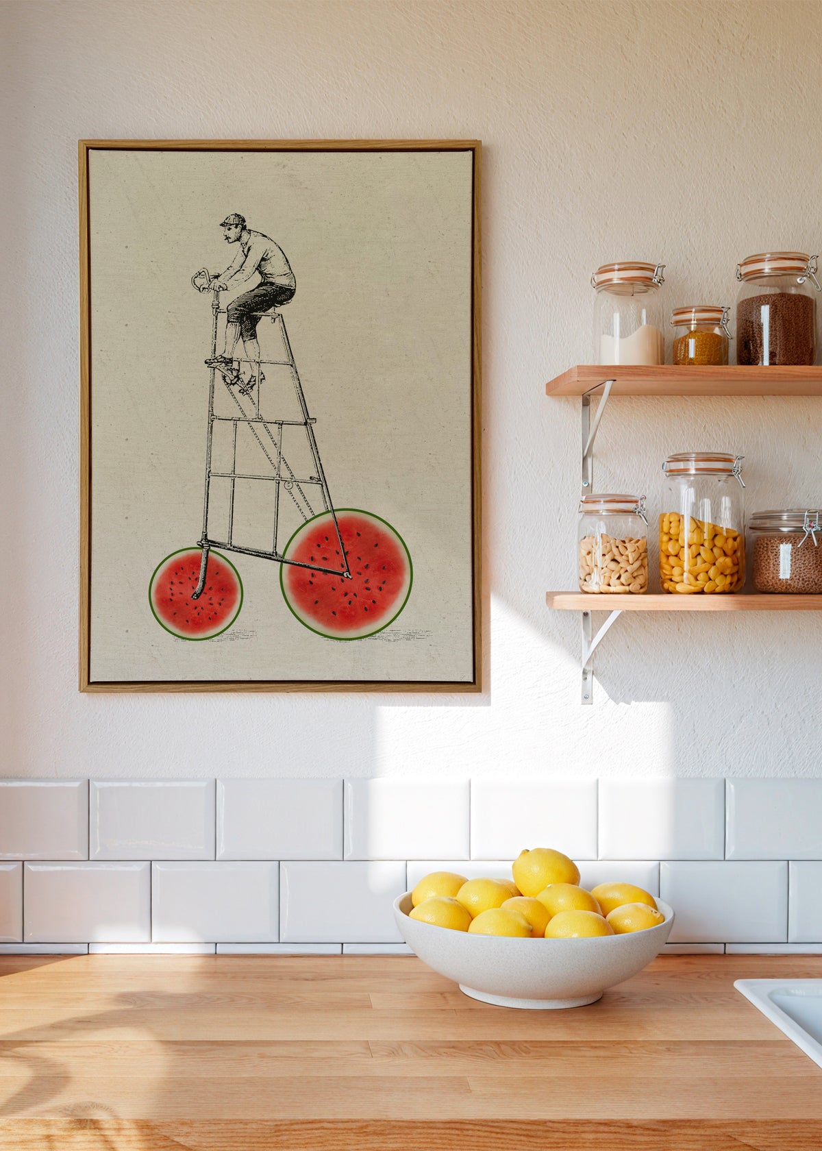 Melon bike - Framed canvas in an interior