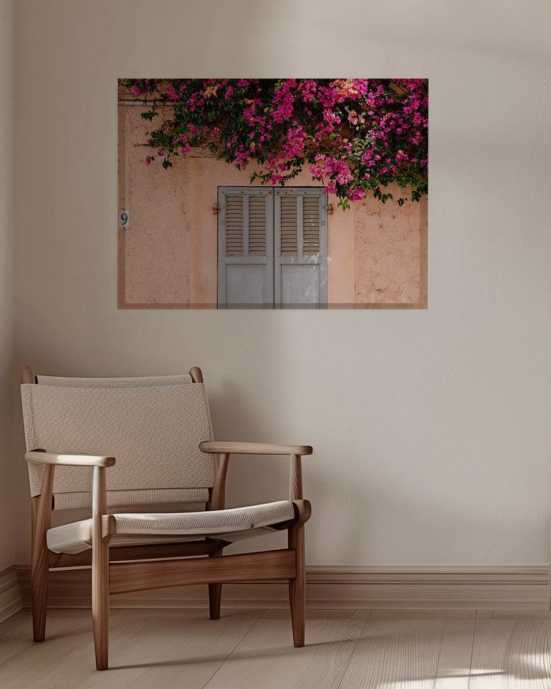 Botanischer Druck: Bougainvillea an alter Tür – Canvas