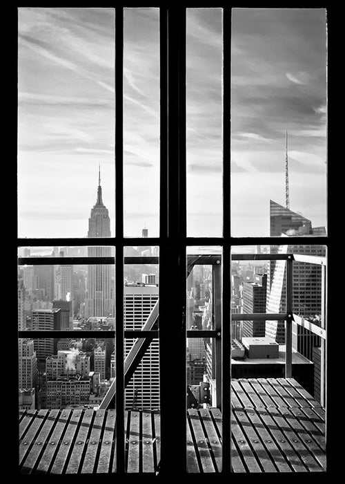 Stadtbild durch ein Fenster