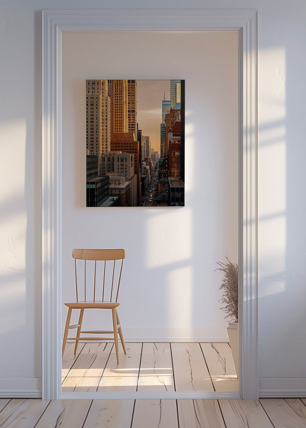 Stadtbild bei Morgenlicht – Canvas