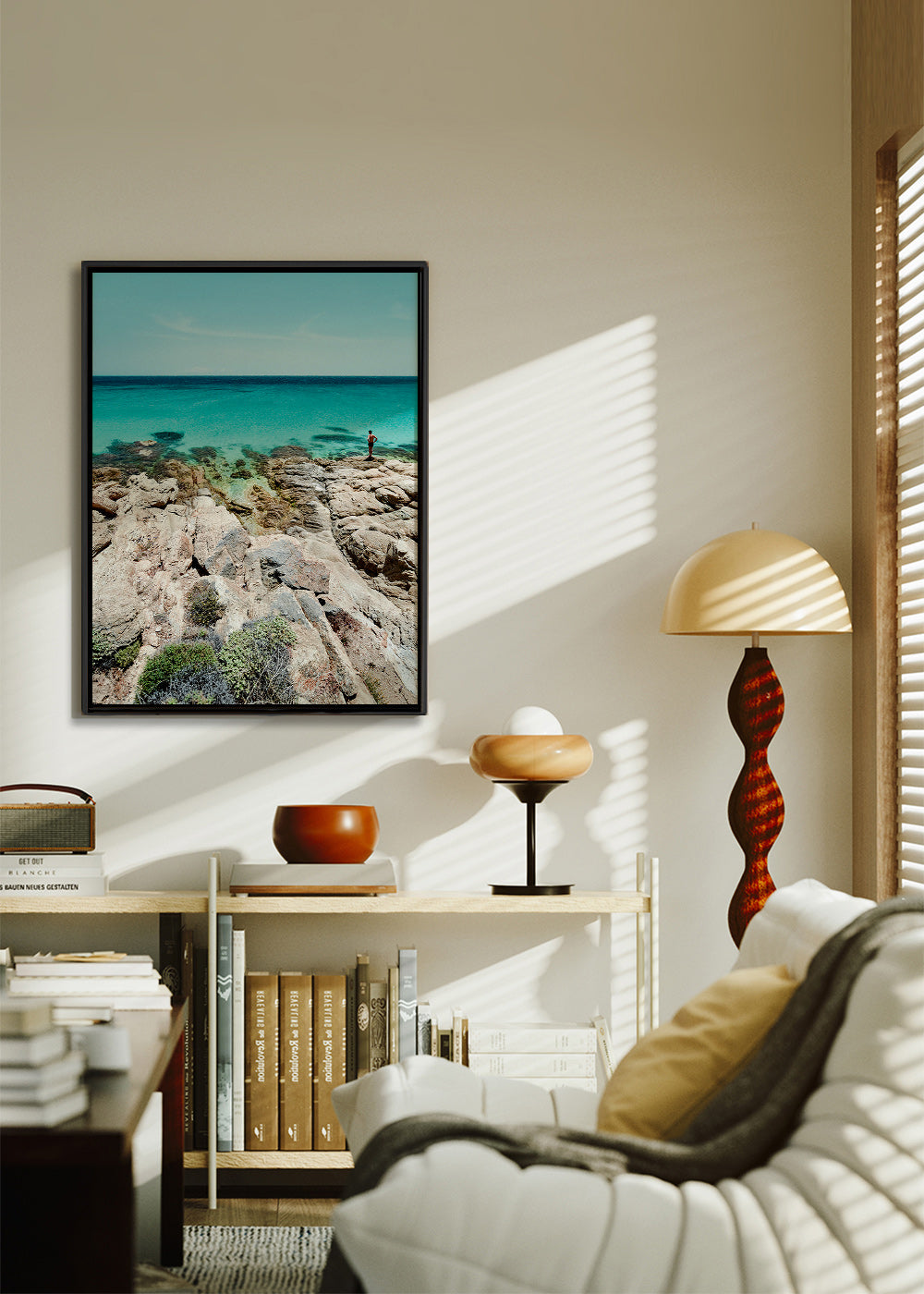 Landschaftskunst: felsige Küste mit türkisblauem Meer – Canvas1