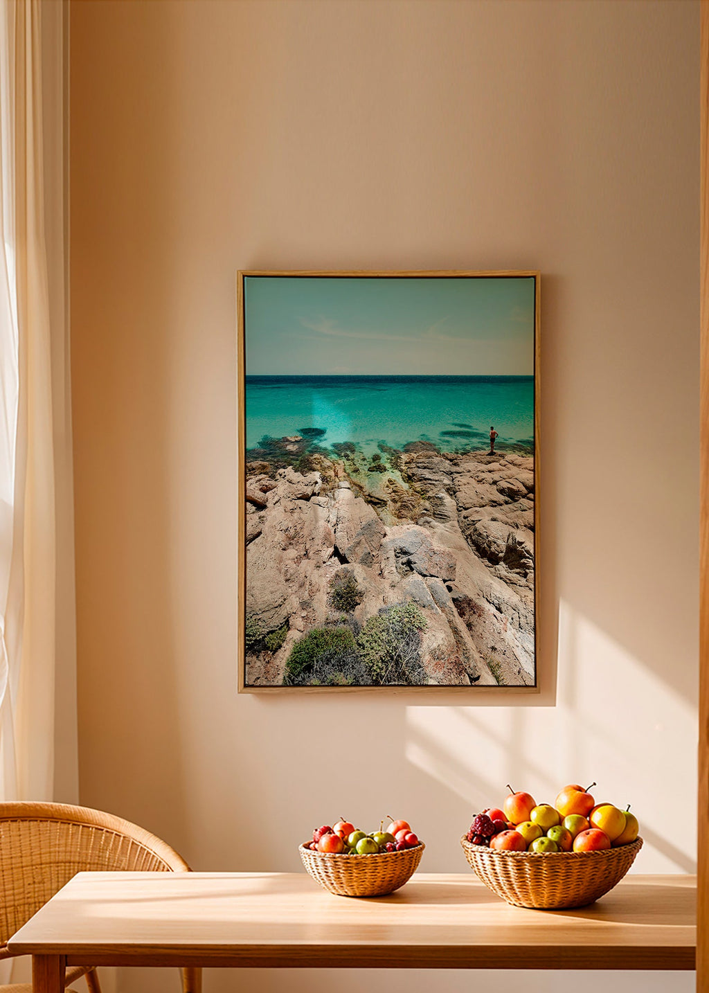 Landschaftskunst: felsige Küste mit türkisblauem Meer – Canvas2