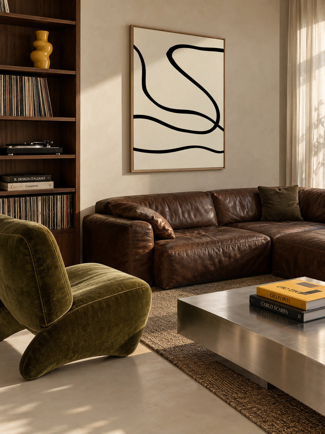 Black Lines 01 - Framed canvas in an interior