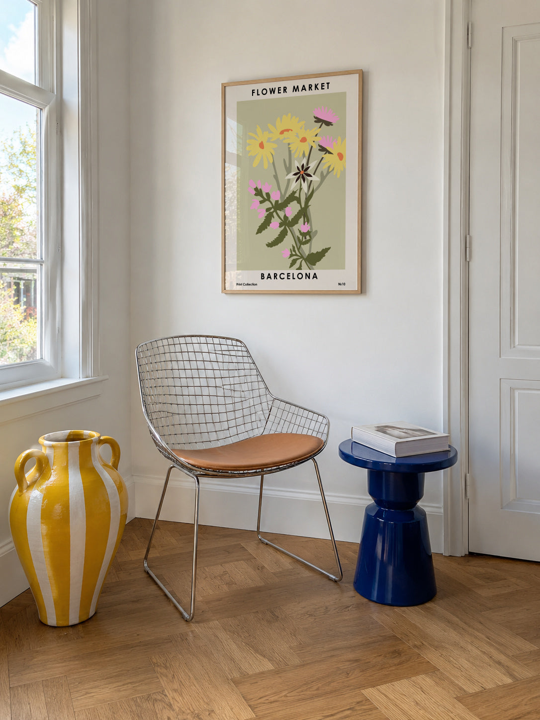 Flower Market Barcelona - Framed poster in an interior