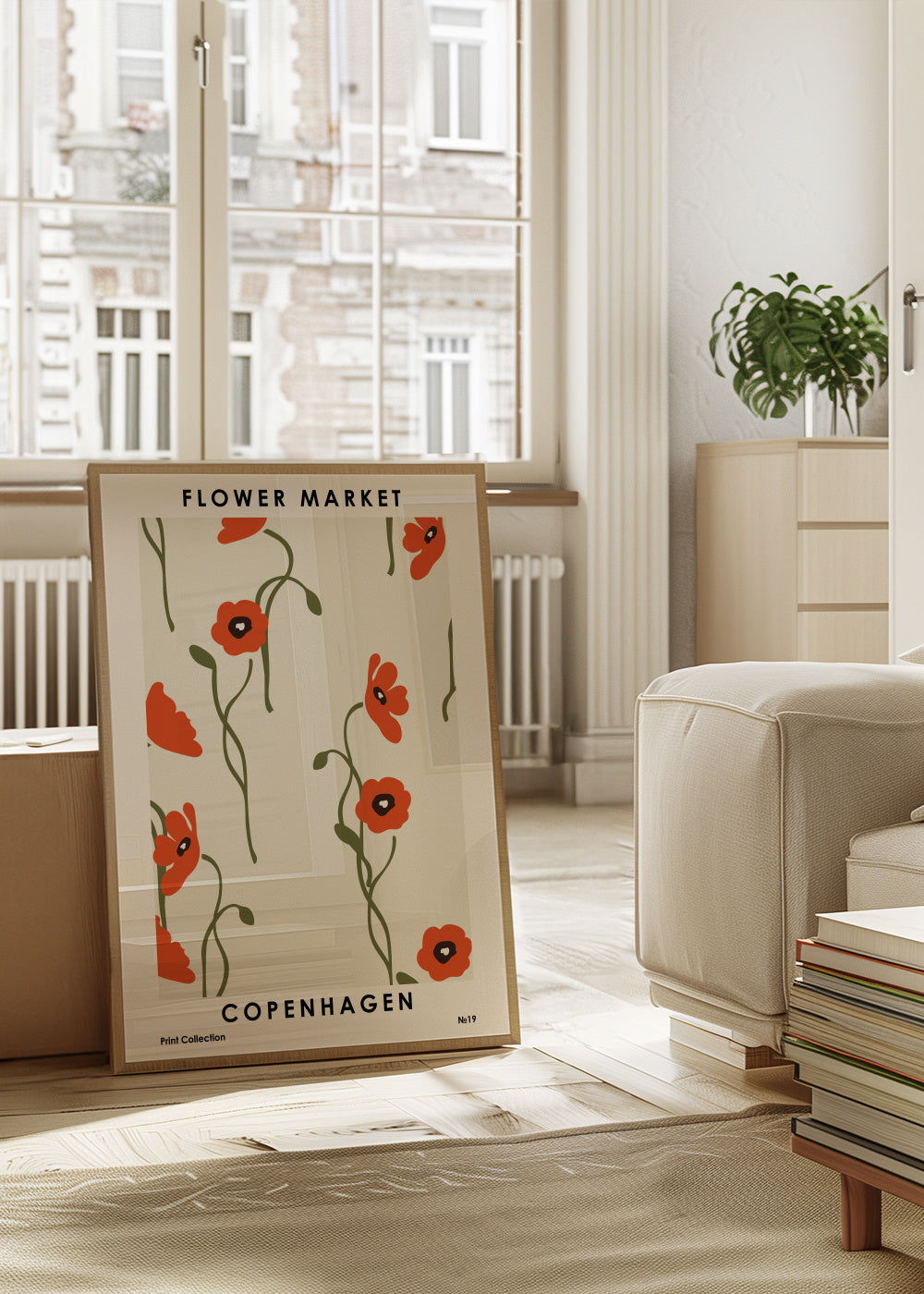 Flower Market Copenhagen - Framed poster in an interior