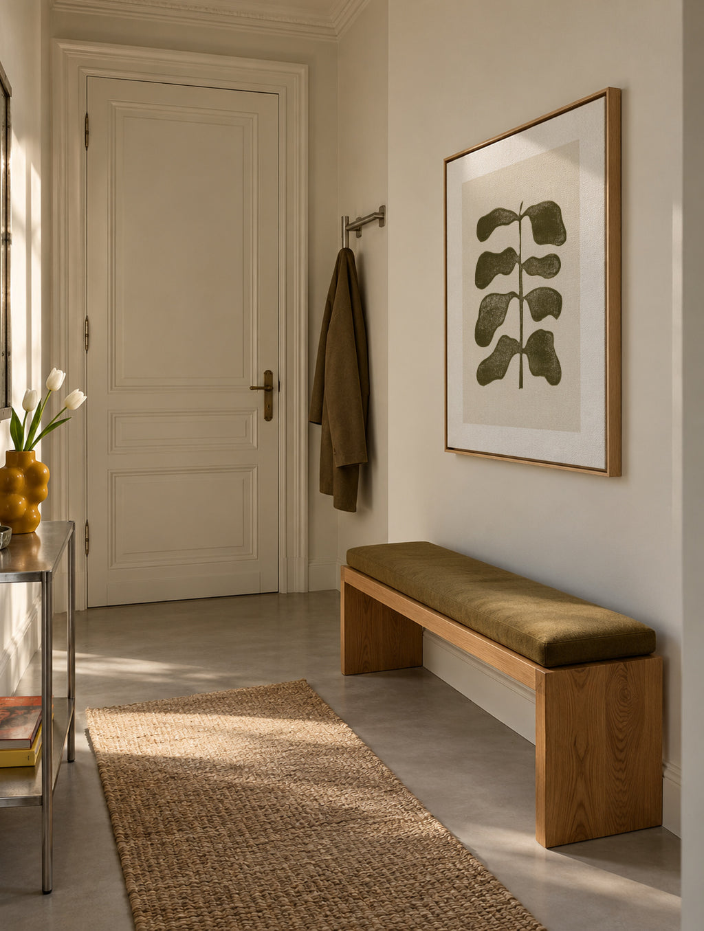 Linocut Plant - Framed canvas in an interior