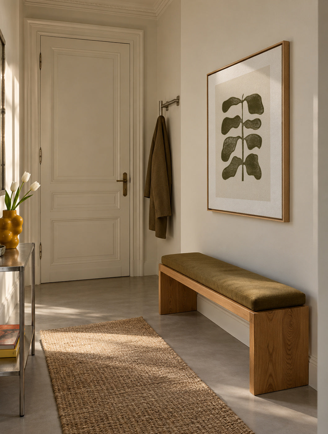 Linocut Plant - Framed canvas in an interior