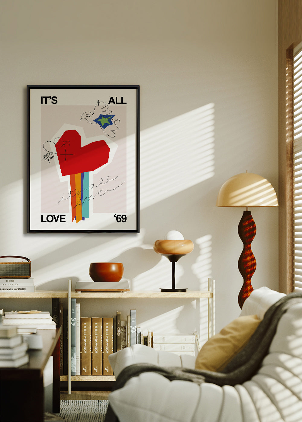 It's All Love '69 Heart Greige - Frances Collett