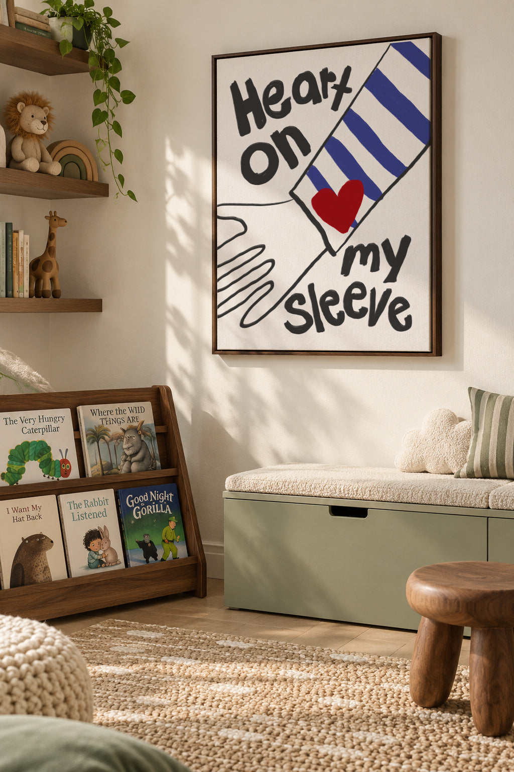 Heart On My Sleeve - Framed canvas in an interior