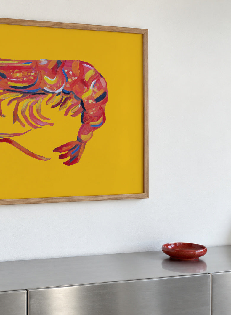Prawn On Yellow - Framed poster detail