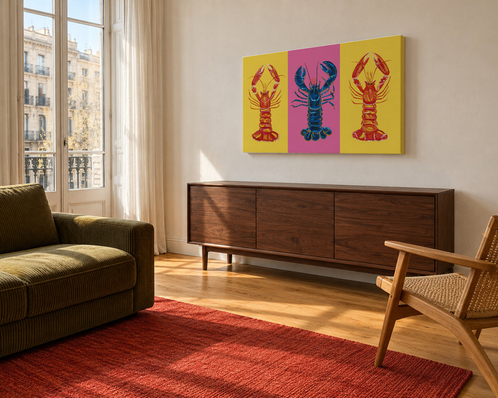Lobster Langoustines Pop Art 2 - Unframed canvas in an interior