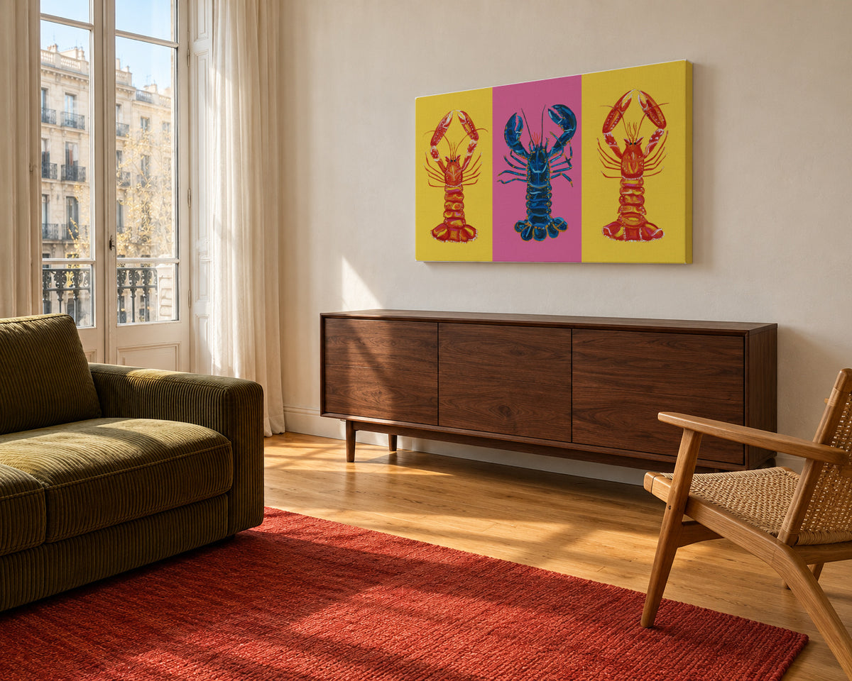 Lobster Langoustines Pop Art 2 - Unframed canvas in an interior
