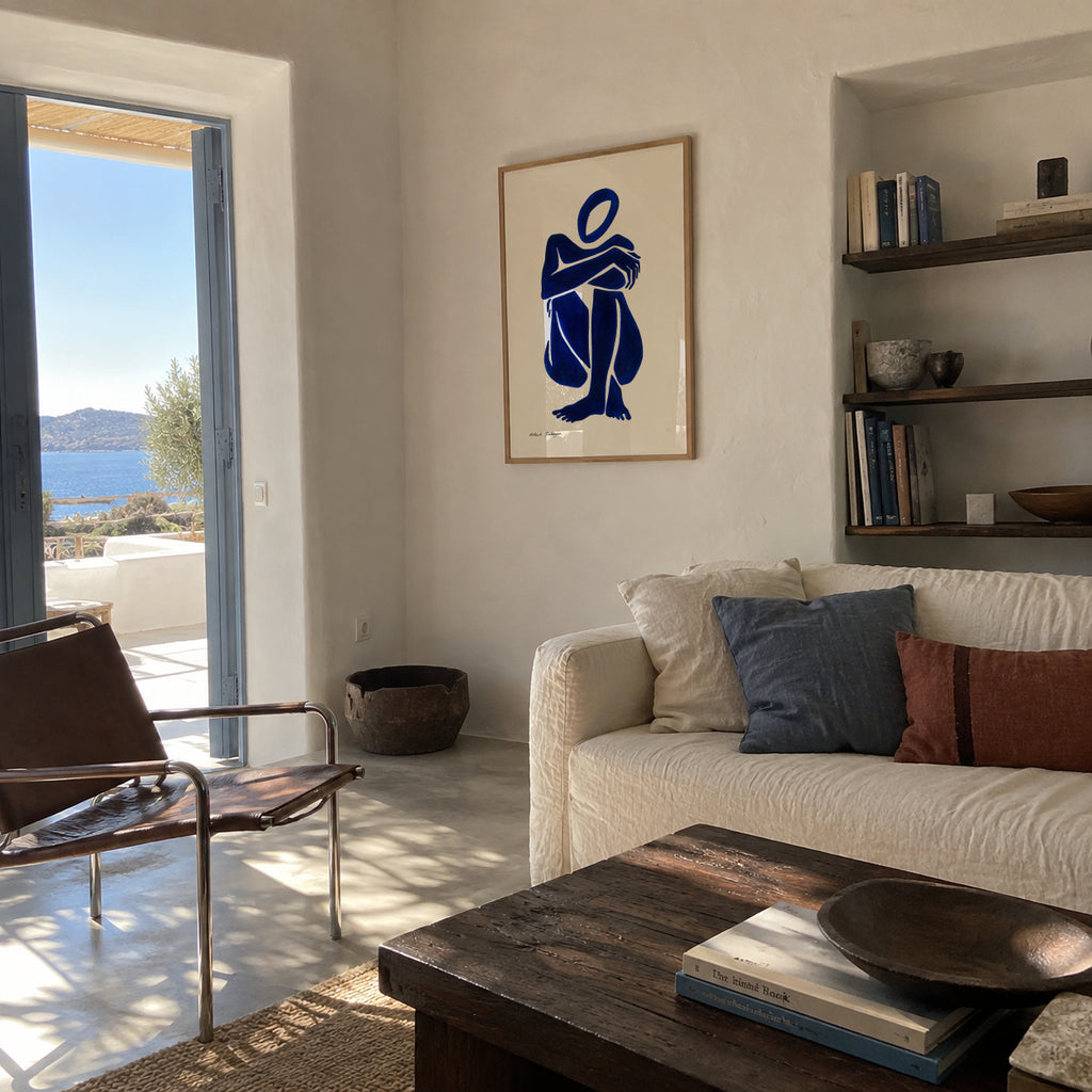 Blue figure #1 - Framed poster in an interior