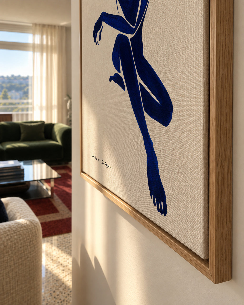 Blue Figure #2 - Framed canvas detail