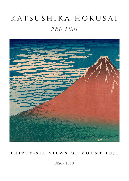 Red Fuji Exhibition White - Katsushika Hokusai - Unframed art print