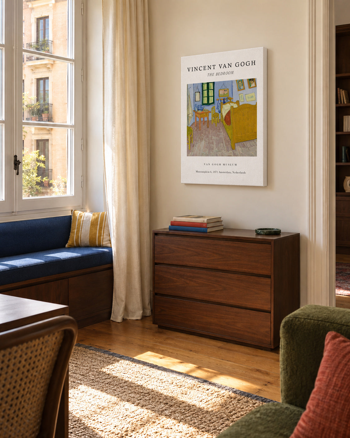 Van Gogh's Bedroom in Arles Exhibition White - Van Gogh - Unframed canvas in an interior
